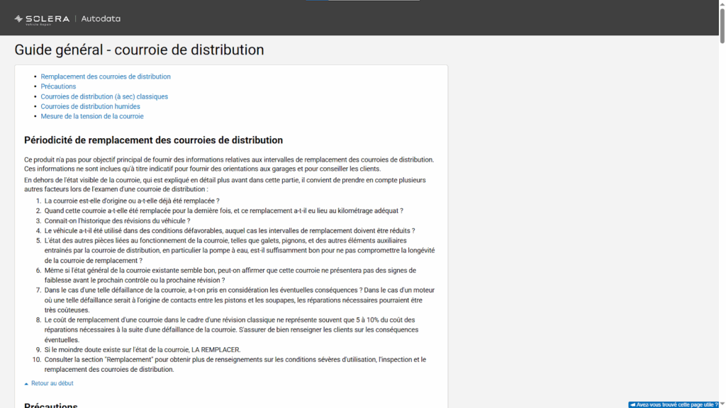 Guide général - Courroie de distribution 