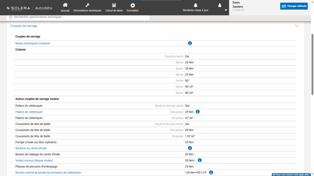 interface plateforme Autodata